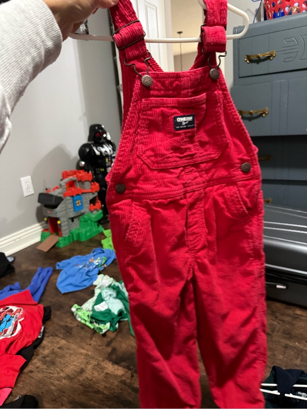 OshKosh B'gosh Bright Red Corduroy Kids Overalls